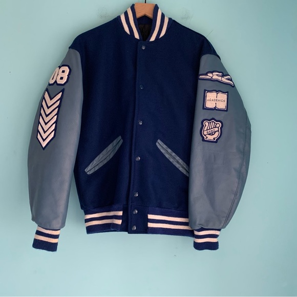 Varsity Wool Leather Vintage Jacket S Throwback Retro Letterman Urban Outfitters
